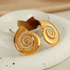 Wholesale 316L Stainless Steel Minimalist Conch White Bead Earrings With Electroplating For Women