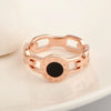Wholesale Titanium Steel Minimalist Hollow Ring With Geometric Letters Numbers Electroplating