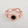Wholesale Titanium Steel Minimalist Hollow Ring With Geometric Letters Numbers Electroplating