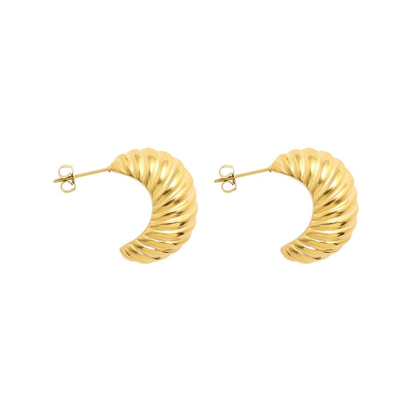 Wholesale 316L Stainless Steel Moon Pattern Exaggerated Croissant Earrings For Women