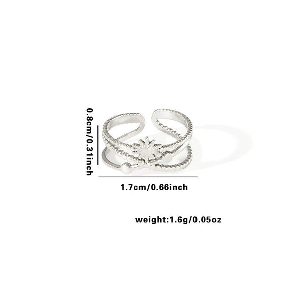 Wholesale Titanium Steel Multi Layer Ring Geometric Lines Disc Design With Letters Numbers Text Electroplated