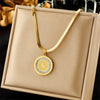 Wholesale Titanium Steel Multi Layer Stacked Clavicle Chain With Butterfly And Geometric Pattern Pendant Electroplated