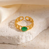 Wholesale Titanium Steel Multicolor Natural Stone Ring Geometric U Shape Electroplated For Women