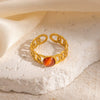 Wholesale Titanium Steel Multicolor Natural Stone Ring Geometric U Shape Electroplated For Women