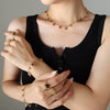 Wholesale Titanium Steel Multicolor Zircon Jewelry Set Electroplated Tassel Necklace And Bracelet For Women