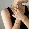Wholesale Titanium Steel Multicolor Zircon Jewelry Set Electroplated Tassel Necklace And Bracelet For Women