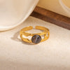 Wholesale Titanium Steel Multilayer Geometric Ring With Electroplating U Shape Design Vintage Style Unisex