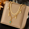 Wholesale Titanium Steel Multilayer Pendant Necklace With Geometric Pattern Retro Style Electroplated
