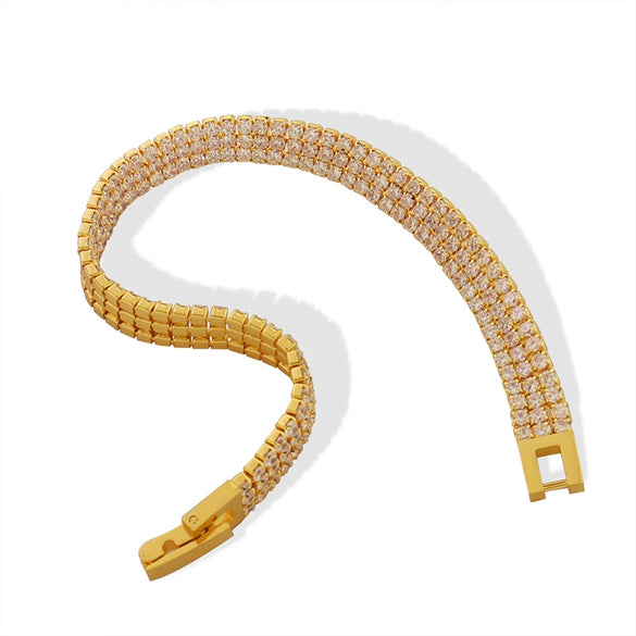 Wholesale Titanium Steel Multirow Diamond Zircon Geometric Bracelet Unisex Style
