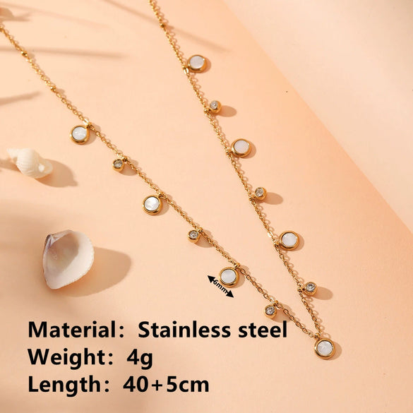 Wholesale Titanium Steel Multishell Pendant Necklace With Diamond Geometric Cartoon Style Vacuum Electroplated In Furnace
