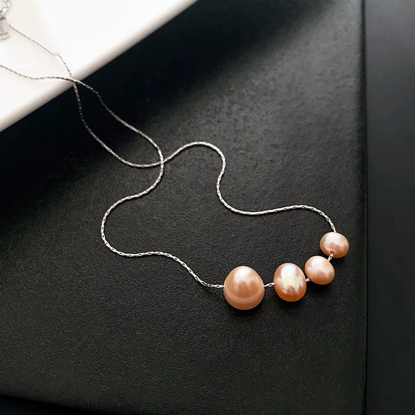 Wholesale Titanium Steel Natural Pearl Necklace Geometric Light Luxury Niche Design For Women