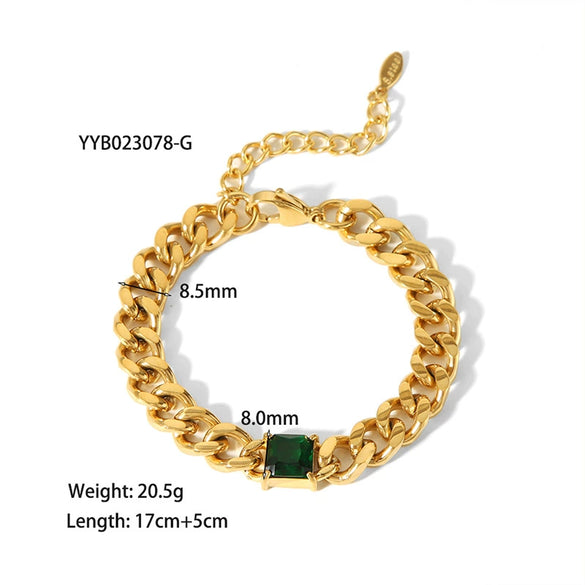 Wholesale Titanium Steel Necklace And Bracelet For Women 18K Goldplated Inlaid With White Stone Heart Drop Shape And Geometric Pattern Snake Bone Chain Inlaid Zircon Treatment