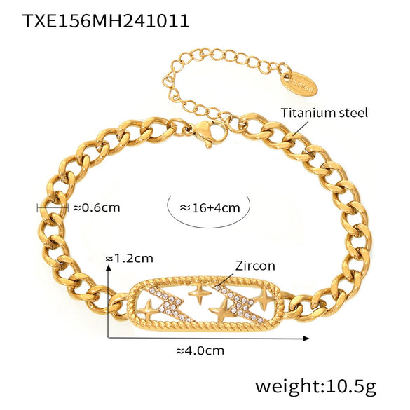 Wholesale Titanium Steel Necklace Bracelet Combination With Star Moon Lightning Pattern Pvd Electroplated Color Preservation Jewelry For Women