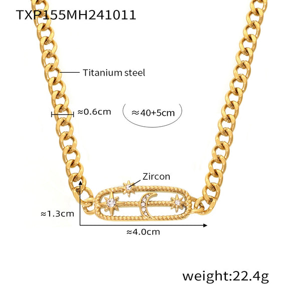 Wholesale Titanium Steel Necklace Bracelet Combination With Star Moon Lightning Pattern Pvd Electroplated Color Preservation Jewelry For Women