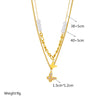 Wholesale Titanium Steel Necklace Double Layer Irregular Chain Beaded Butterfly Pendant Geometric Design Electroplating For Women