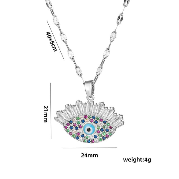 Wholesale Titanium Steel Necklace Female Fashion Devil Eye Pendant 18K Gold Plated