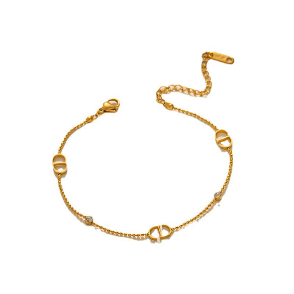 Wholesale Titanium Steel Necklace For Women With Letter Brick Bead Chain And Diamond Treatment Simple Clavicle Chain In Chanel Style
