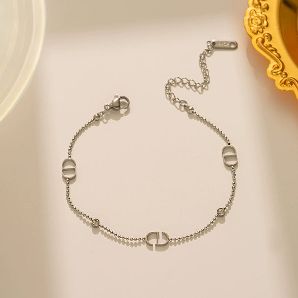 Wholesale Titanium Steel Necklace For Women With Letter Brick Bead Chain And Diamond Treatment Simple Clavicle Chain In Chanel Style