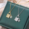 Wholesale Titanium Steel Necklace For Women With Love Lock Pendant Geometric Design And Electroplating