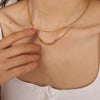 Wholesale 316L Stainless Steel Necklace Geometric Style Double Layer Bead Chain Stacked Electroplated For Women
