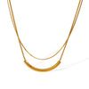 Wholesale 316L Stainless Steel Necklace Geometric Style Double Layer Bead Chain Stacked Electroplated For Women