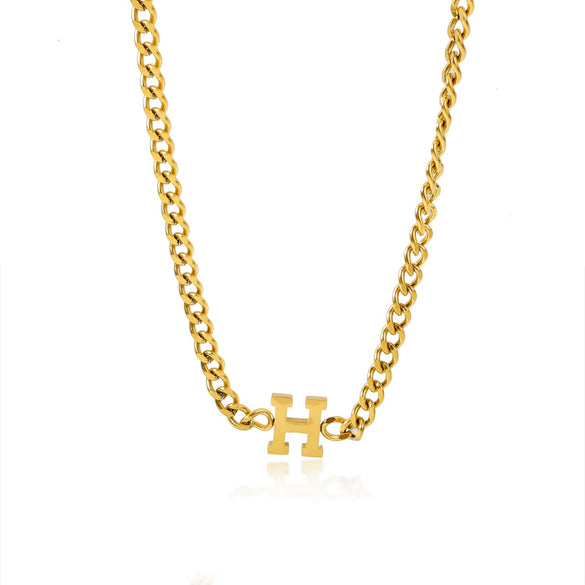 Wholesale Titanium Steel Necklace Hiphop Style H Letter Electroplated Unisex