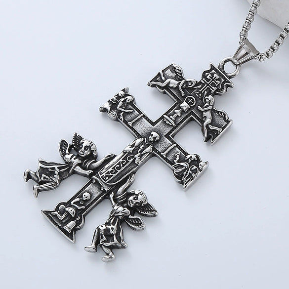 Wholesale Titanium Steel Necklace Men's Hip Hop Retro Geometric Pendant Polished