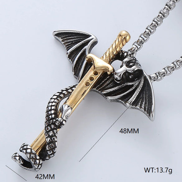 Wholesale Titanium Steel Necklace Men's Hip Hop Retro Geometric Pendant Polished