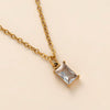 Wholesale Titanium Steel Necklace Retro Geometric Rectangular Pendant Electroplated With 18K Gold Color Protection And Colorful Zircon For Unisex