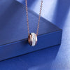 Wholesale Titanium Steel Necklace With Diamond Encrusted Geometric Style Rotating Rose Gold Drill Cross Chain Design