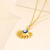 Wholesale Titanium Steel Necklace With Fanshaped Evil Eye Pendant Geometric Style Dripping Oil Treatment For Women