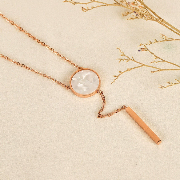 Wholesale Titanium Steel Necklace With Geometric Pattern Gold Inlaid Cold Style Sexy Tassel For Women