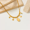 Wholesale Titanium Steel Necklace With Geometric Turquoise Pendant Electroplated All Match Elegant Light Luxury For Women