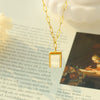 Wholesale Titanium Steel Necklace With Golden Clasp Square Inlaid White Seashells Pendant Fashion Geometric Design For Women