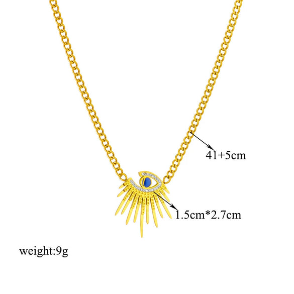 Wholesale Titanium Steel Necklace With Irregular Geometric Pendant And Electroplating Design