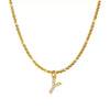 Wholesale Titanium Steel Necklace With Mixed Gem Inlay Letter Pendant For Women