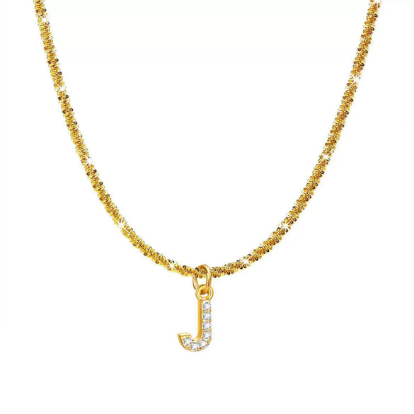 Wholesale Titanium Steel Necklace With Mixed Gem Inlay Letter Pendant For Women