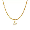 Wholesale Titanium Steel Necklace With Mixed Gem Inlay Letter Pendant For Women
