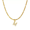 Wholesale Titanium Steel Necklace With Mixed Gem Inlay Letter Pendant For Women