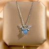 Wholesale Titanium Steel Necklace With Mori Antler Pendant Mixed Gem Inlay Letters And Numbers Pattern For Women