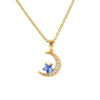 Wholesale Titanium Steel Necklace With Star Moon Pendant And Micro Diamond Sapphire Clavicle Chain