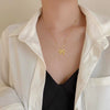 Wholesale Titanium Steel Necklace With Zircon Bow Geometric Pattern Electroplating Cartoon Style
