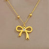 Wholesale Titanium Steel Necklace With Zircon Bow Geometric Pattern Electroplating Cartoon Style