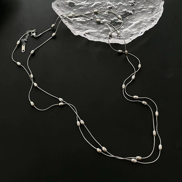 Wholesale Titanium Steel Niche Geometric Overlapping Necklace For Women