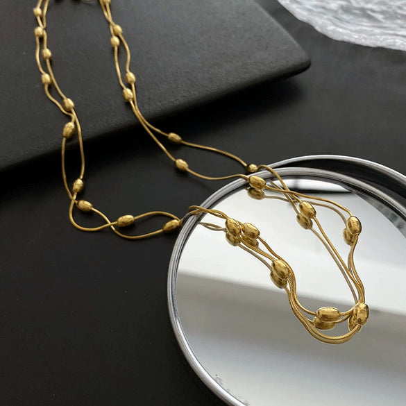 Wholesale Titanium Steel Niche Geometric Overlapping Necklace For Women