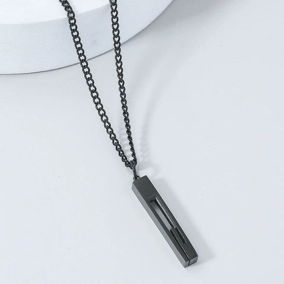 Wholesale Titanium Steel Nk Chain Simple Geometric Style Pendant Necklace For Men With Electroplating