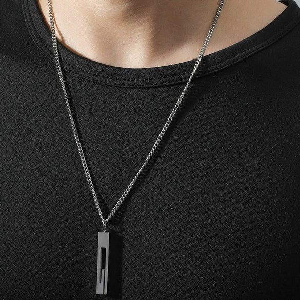 Wholesale Titanium Steel Nk Chain Simple Geometric Style Pendant Necklace For Men With Electroplating