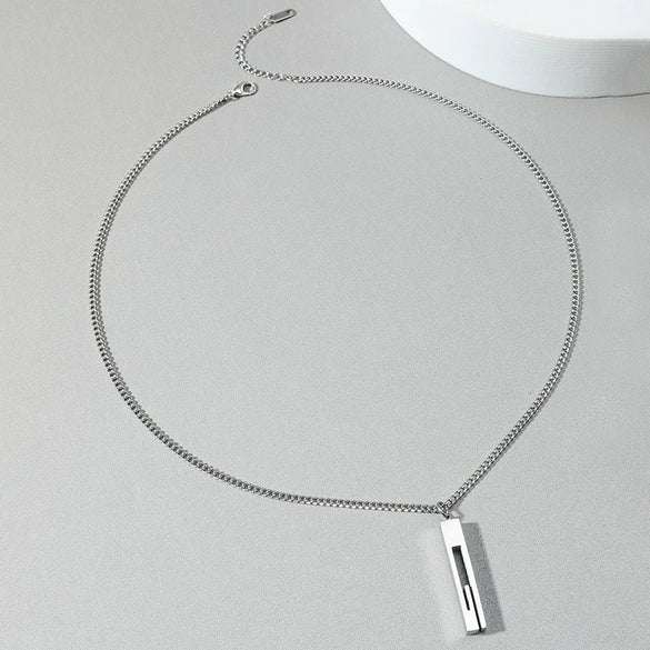 Wholesale Titanium Steel Nk Chain Simple Geometric Style Pendant Necklace For Men With Electroplating