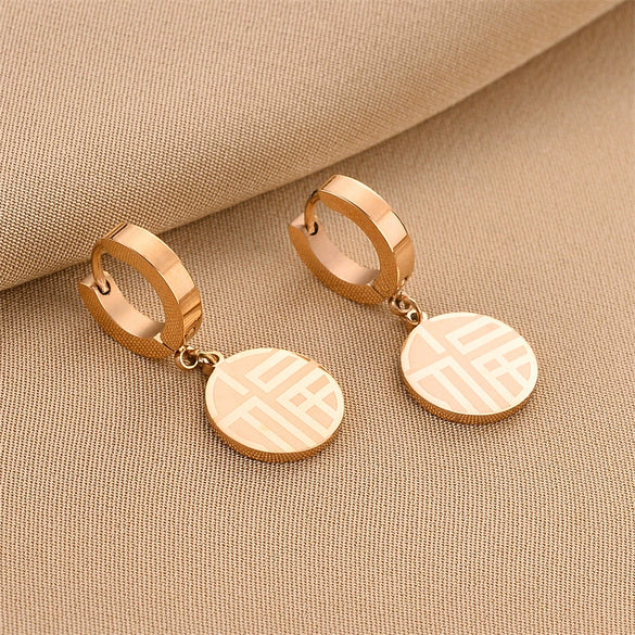 Wholesale Titanium Steel Nonfading Earrings With Geometric Pattern And Electroplating For Women