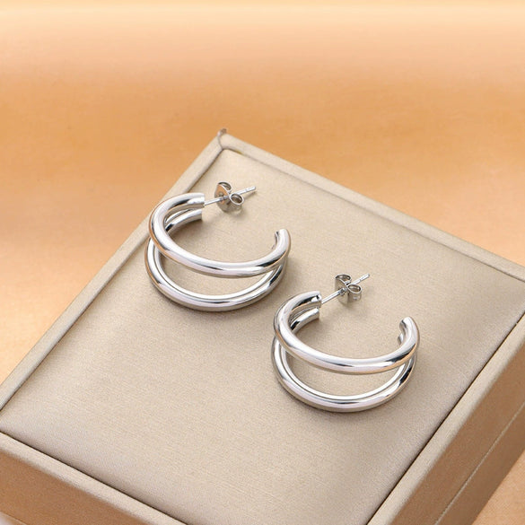 Wholesale Titanium Steel Nonfading Earrings With Geometric Pattern And Electroplating For Women